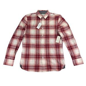 Sun + Stone Mens Brock Classic Fit Plaid Button Down Shirt Red S